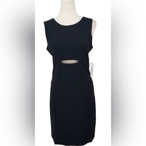 Elizabeth Cosby Black MIDI Dress With front Cut Out NWT
